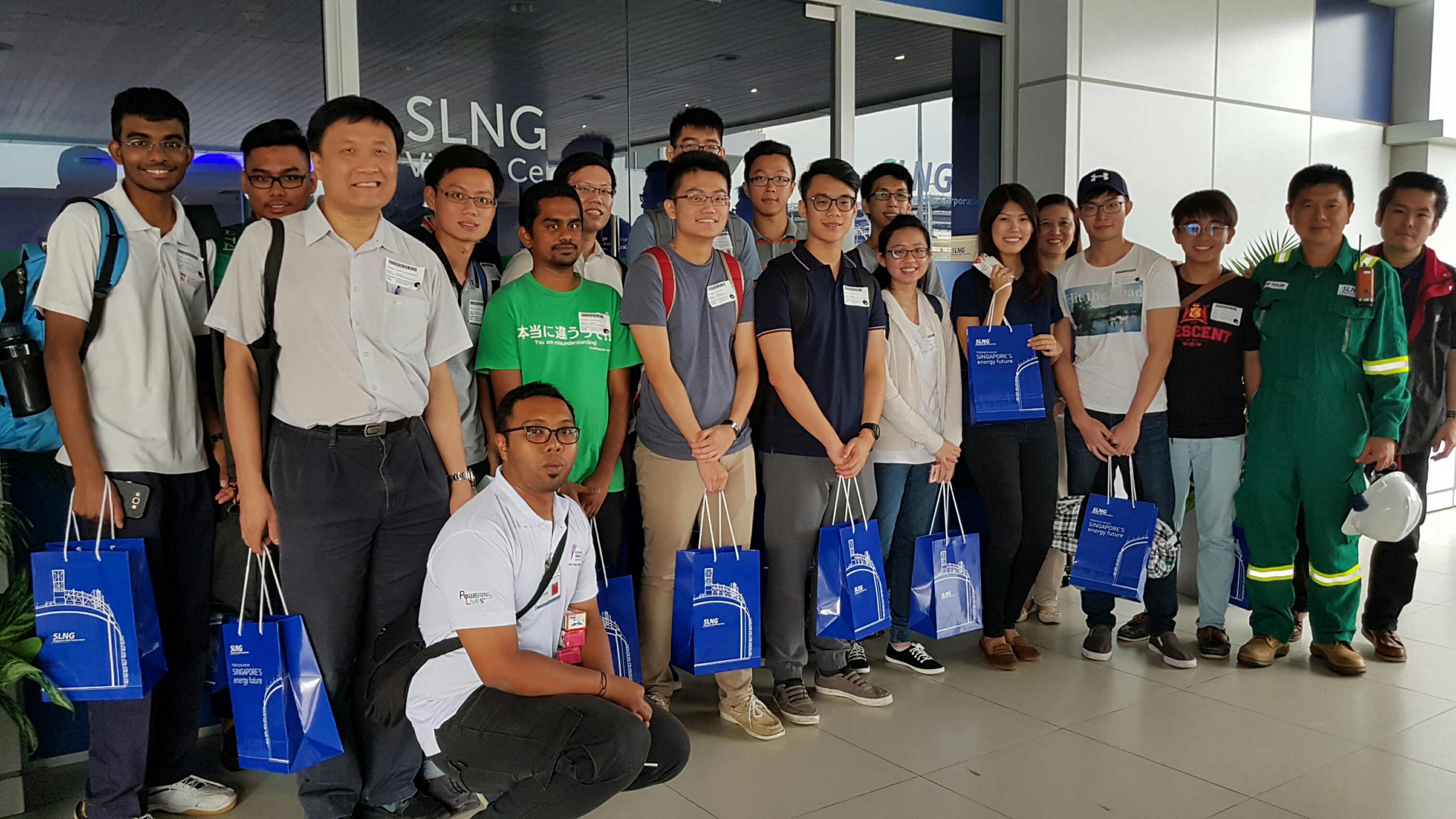 University students and staff after a visit to the Singapore LNG Terminal on Jurong Island